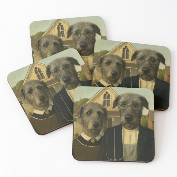 Item preview, American Gothic Irish Woilfhound Dog Art Print designed and sold by The Zoomie Collective.