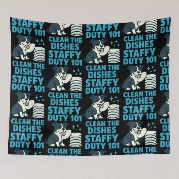 Item preview, Staffy Duty 101 Clean the Dishes – Funny Staffordshire Bull Terrier Dog Design designed and sold by BestFriendTees.