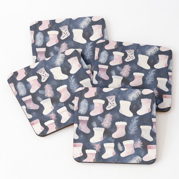 Item preview, Blue Pink Winter Christmas Stockings Socks All Over designed and sold by Feeling Artsy.