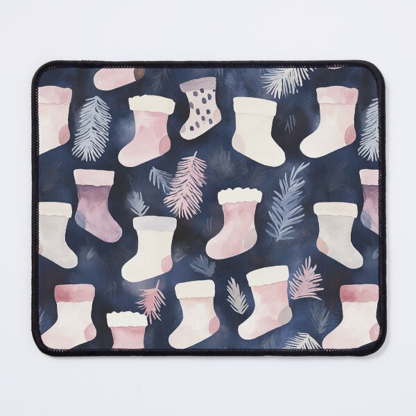 Item preview, Blue Pink Winter Christmas Stockings Socks All Over designed and sold by Feeling Artsy.
