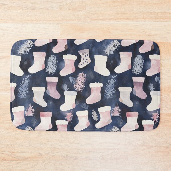 Item preview, Blue Pink Winter Christmas Stockings Socks All Over designed and sold by Feeling Artsy.