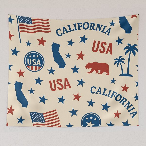 Item preview, California USA Patriotic Vintage Pattern designed and sold by BloomOfDesign.