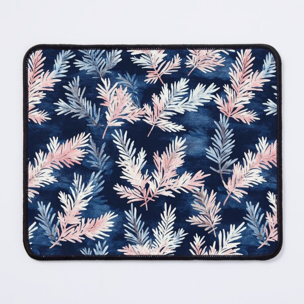 Item preview, Blue Pink Winter Leaves Pine Needles Trees All Over designed and sold by Feeling Artsy.