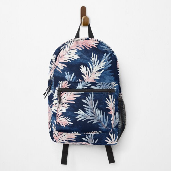Item preview, Blue Pink Winter Leaves Pine Needles Trees All Over designed and sold by Feeling Artsy.