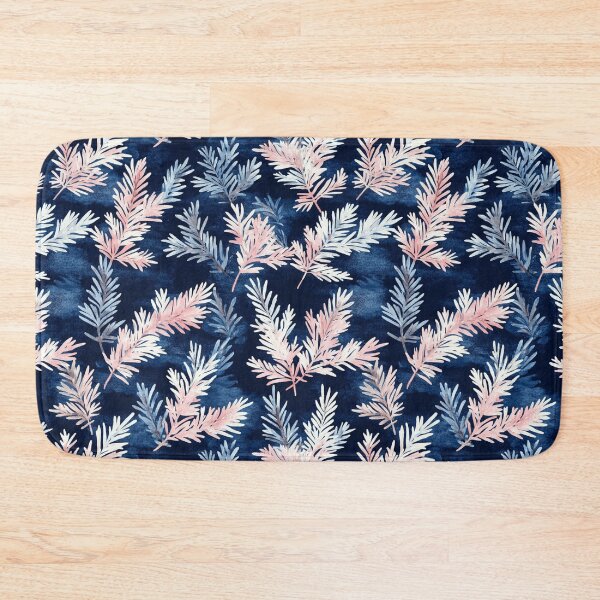 Item preview, Blue Pink Winter Leaves Pine Needles Trees All Over designed and sold by Feeling Artsy.