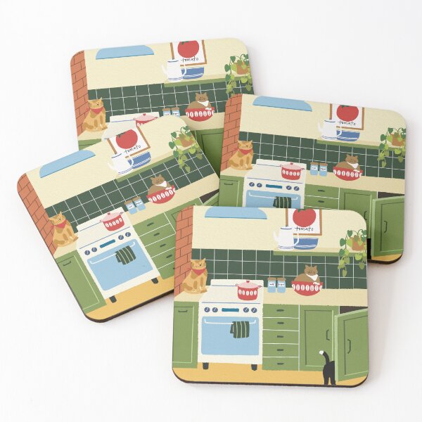 Item preview, Cozy Kitchen Cats – Cute Illustration Art designed and sold by Munsuni.