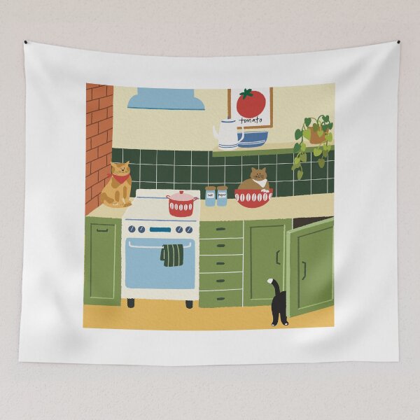 Item preview, Cozy Kitchen Cats – Cute Illustration Art designed and sold by Munsuni.