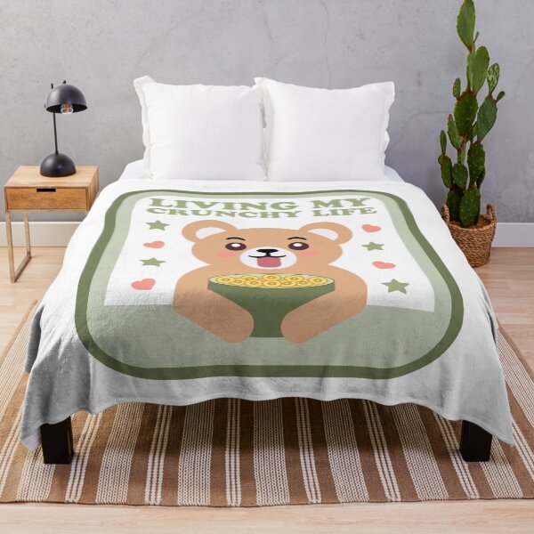 Item preview, Living My Crunchy Life - Retro Pastel Cute Bear Eating Cereal   designed and sold by Shape Snip Studio.