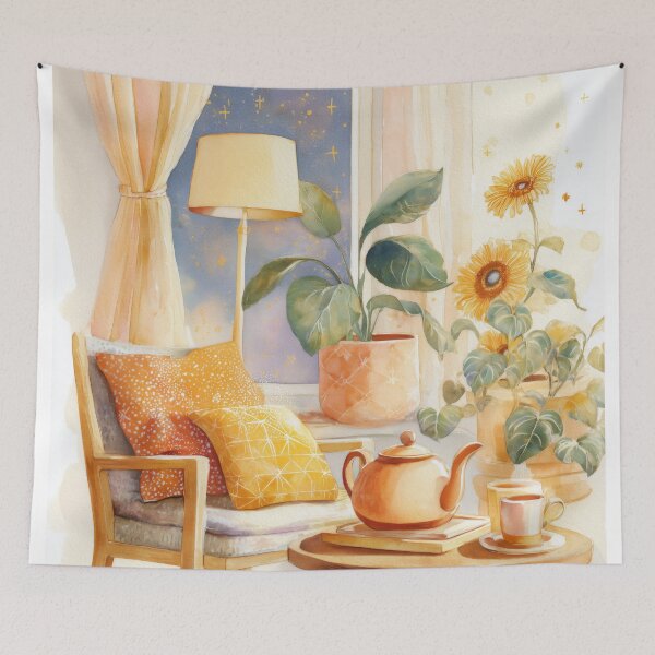 Item preview, Cozy Teatime Corner | Starry Window View | Sunflower | Cozy Home designed and sold by BlissxPals.
