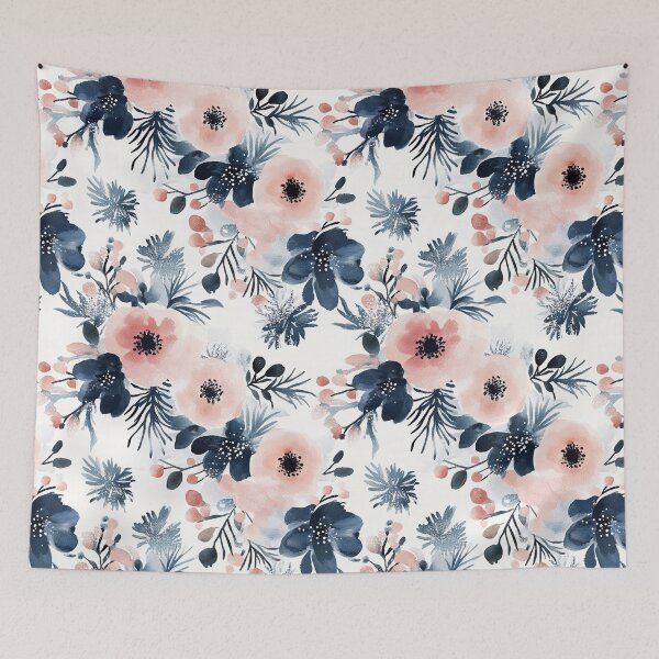 Item preview, Blue Pink Watercolor Poppies Flowers All Over designed and sold by Feeling Artsy.