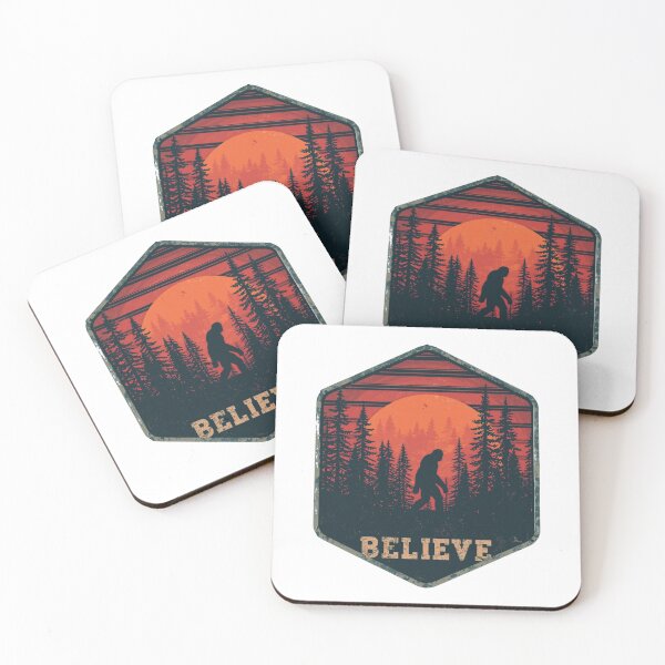 Item preview, Bigfoot Retro Sunset Badge – Believe Sasquatch Silhouette Forest Design designed and sold by LoliDesignShop.