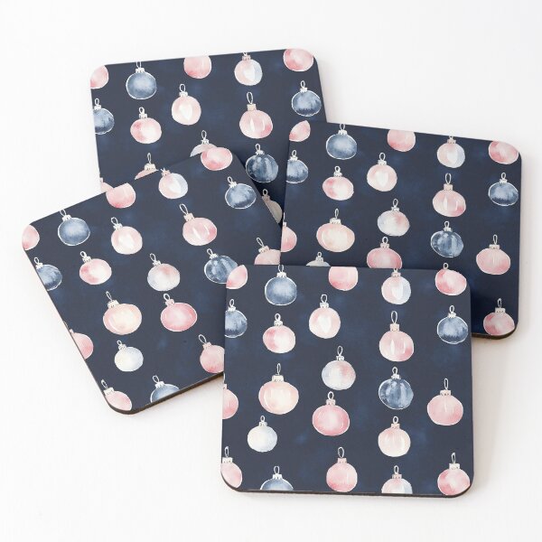 Item preview, Blue Pink Winter Christmas Ornaments All Over designed and sold by Feeling Artsy.