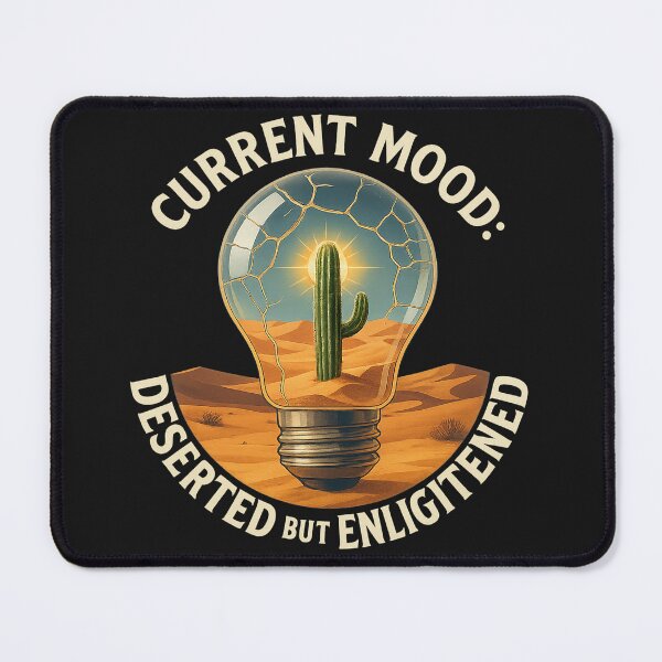 Item preview, Current Mood: Deserted but Enlightened – Funny Cactus Lightbulb Design designed and sold by MerchbvyTodd.
