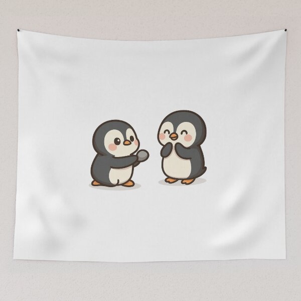 Item preview, Kawaii Penguin Proposal – Cute Penguin with Pebble designed and sold by VDekDesigns.