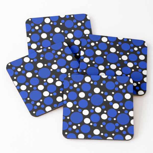 Item preview, Abstract Random Cobalt Blue and White Polka Dots On Black  designed and sold by POLKAIWERX.