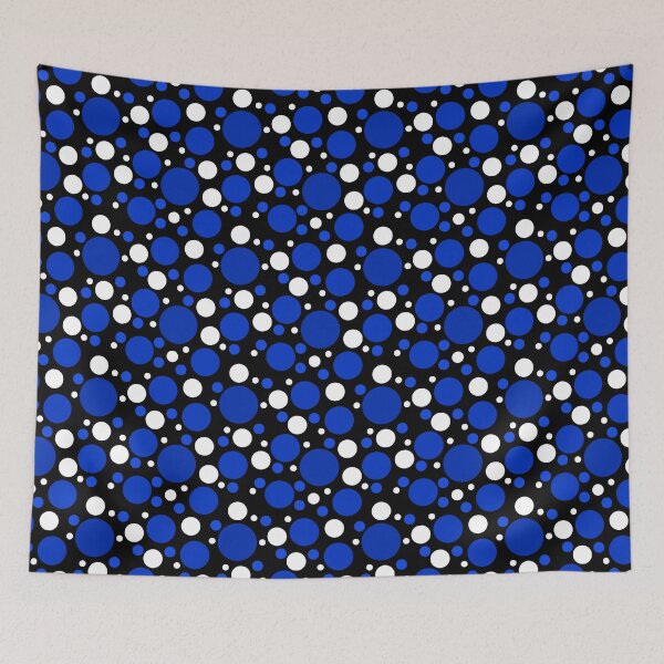 Item preview, Abstract Random Cobalt Blue and White Polka Dots On Black  designed and sold by POLKAIWERX.