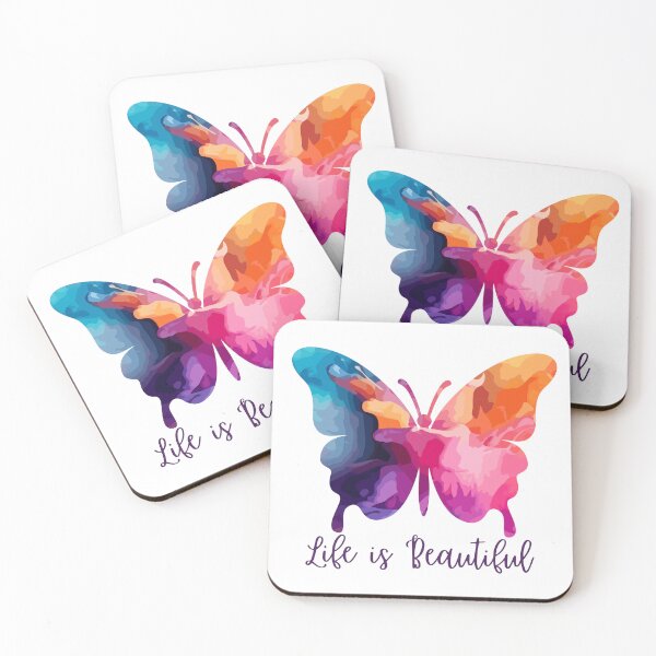 Item preview, Colorful Watercolor Butterfly – Life is Beautiful Quote designed and sold by Vistosa Designs.
