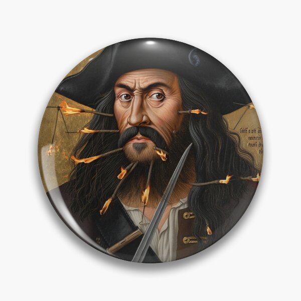 Item preview, Black Beard Edward Teach Pirate of the Caribbean vintage portrait art designed and sold by Vintage Designs +.