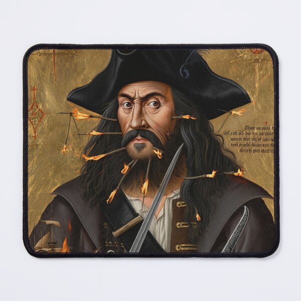 Item preview, Black Beard Edward Teach Pirate of the Caribbean vintage portrait art designed and sold by Vintage Designs +.
