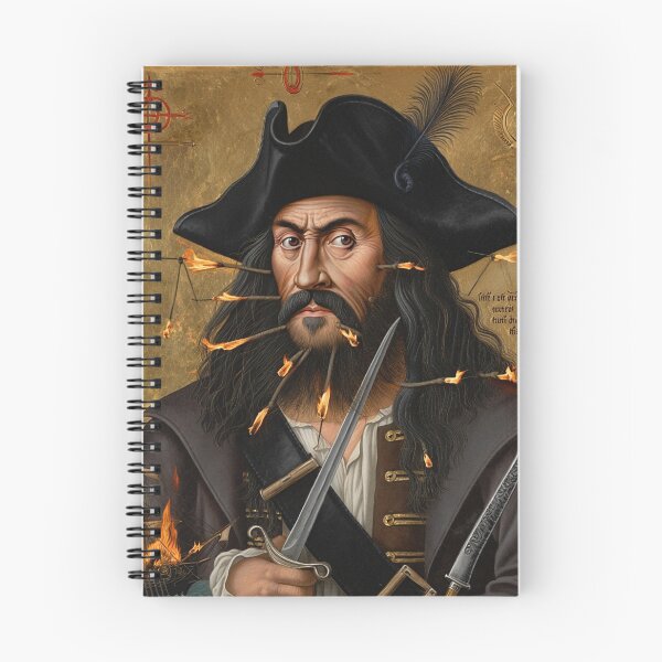 Item preview, Black Beard Edward Teach Pirate of the Caribbean vintage portrait art designed and sold by Vintage Designs +.
