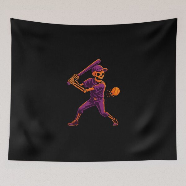 Item preview, “Skeleton Playing Baseball – Funny Spooky Sports Art PNG for Halloween” designed and sold by sssweetness.