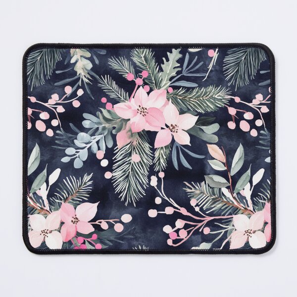 Item preview, Blue Pink Winter Christmas Flowers All Over designed and sold by Feeling Artsy.