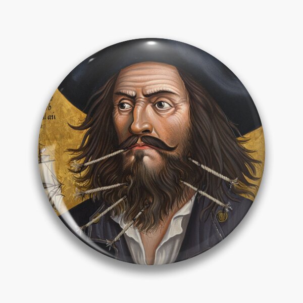 Item preview,  Black Beard Edward Teach Pirate of the Caribbean vintage portrait art designed and sold by Vintage Designs +.