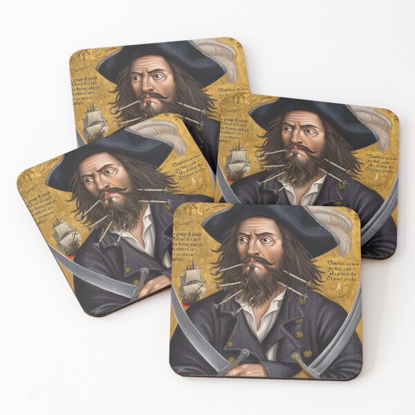 Item preview,  Black Beard Edward Teach Pirate of the Caribbean vintage portrait art designed and sold by Vintage Designs +.