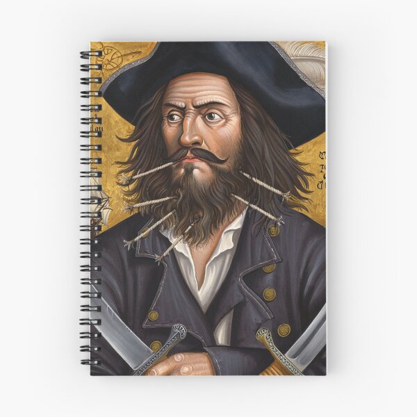 Item preview,  Black Beard Edward Teach Pirate of the Caribbean vintage portrait art designed and sold by Vintage Designs +.
