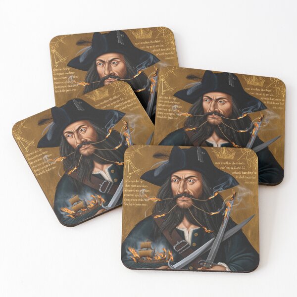 Item preview,  Black Beard Edward Teach Pirate of the Caribbean vintage portrait art designed and sold by Vintage Designs +.