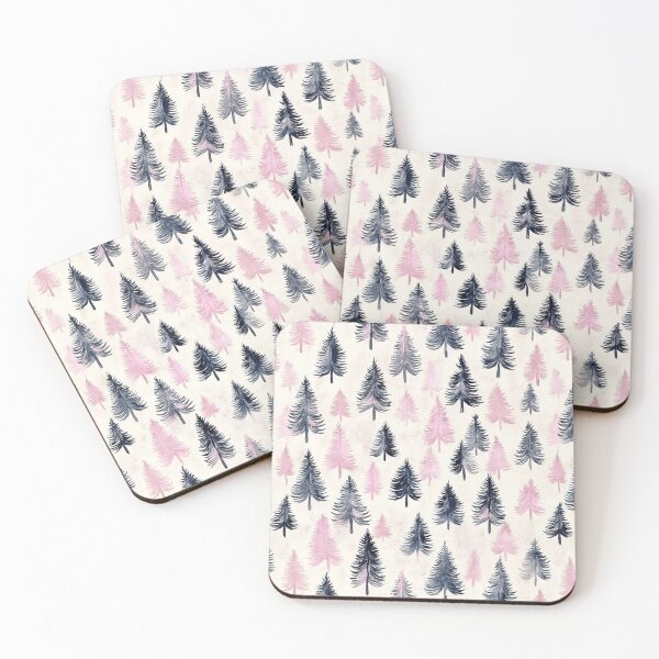 Item preview, Blue Pink Winter Christmas Trees All Over designed and sold by Feeling Artsy.