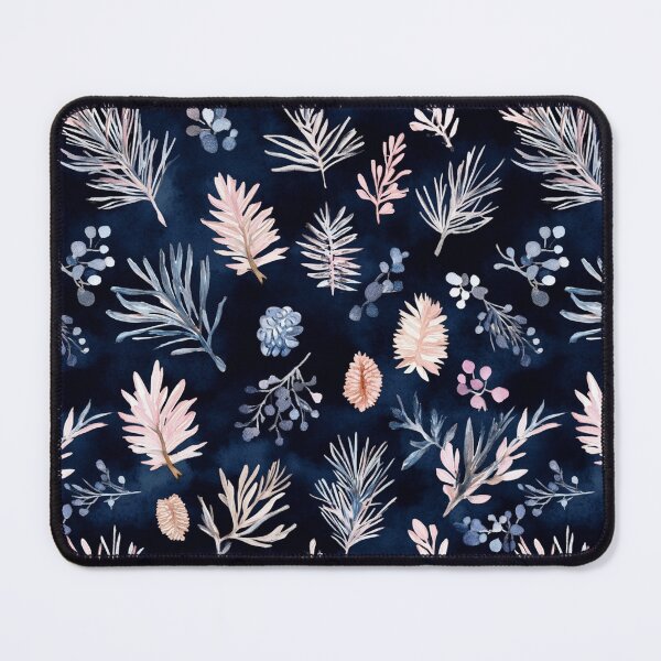 Item preview, Blue Pink Winter Leaves Pine Needles Trees All Over designed and sold by Feeling Artsy.