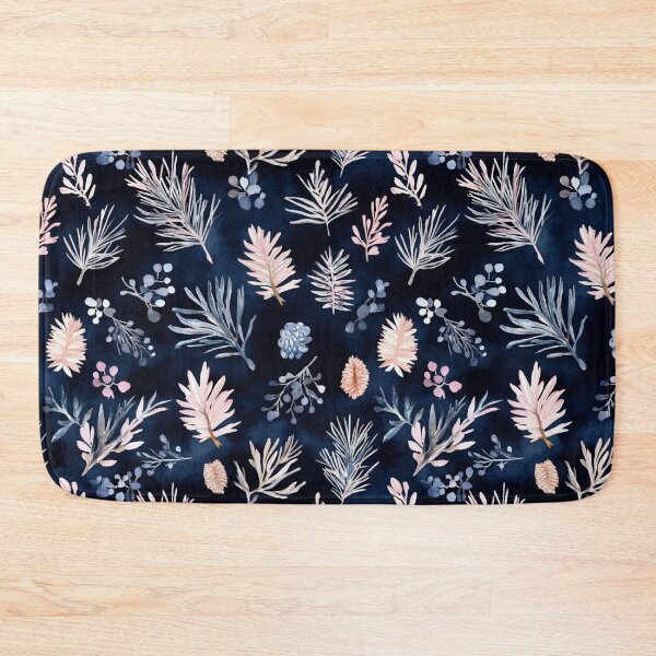 Item preview, Blue Pink Winter Leaves Pine Needles Trees All Over designed and sold by Feeling Artsy.