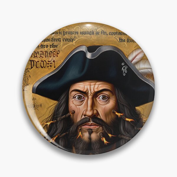 Item preview, Black Beard Edward Teach Pirate of the Caribbean vintage portrait art designed and sold by Vintage Designs +.