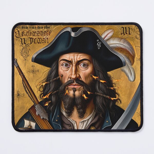 Item preview, Black Beard Edward Teach Pirate of the Caribbean vintage portrait art designed and sold by Vintage Designs +.