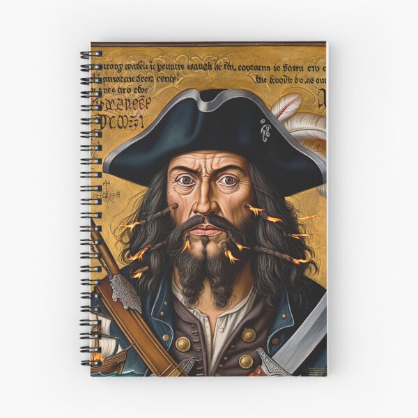 Item preview, Black Beard Edward Teach Pirate of the Caribbean vintage portrait art designed and sold by Vintage Designs +.
