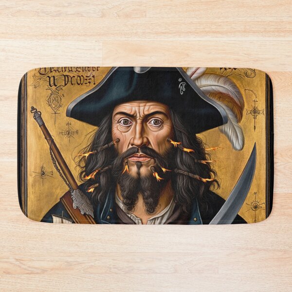 Item preview, Black Beard Edward Teach Pirate of the Caribbean vintage portrait art designed and sold by Vintage Designs +.