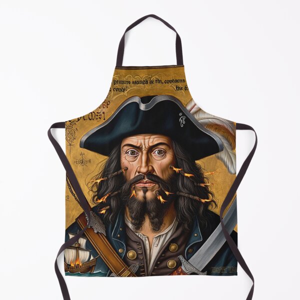 Item preview, Black Beard Edward Teach Pirate of the Caribbean vintage portrait art designed and sold by Vintage Designs +.