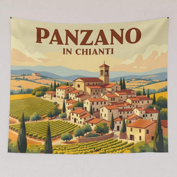 Item preview, Panzano in Chianti, Tuscany, Italy: Vintage-Style Painterly Travel Poster designed and sold by LSVart.