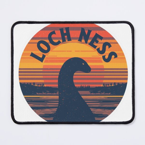 Item preview, Loch Ness Monster Retro Sunset Badge | Vintage Nessie Silhouette Design designed and sold by LoliDesignShop.