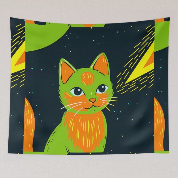 Item preview, Cosmic Cat Characters Vibrant Animated Illustrations Art Colors designed and sold by ART ATTACK ZONE.