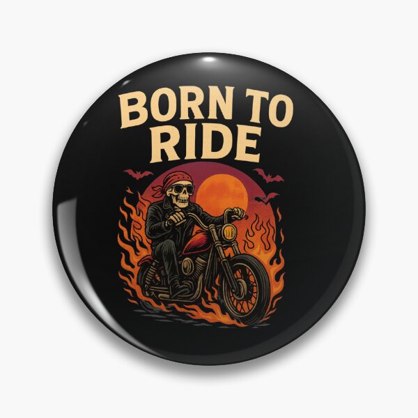 Item preview, Born to Ride – Skeleton Biker Flaming Motorcycle T-Shirt designed and sold by WePlay2gether.
