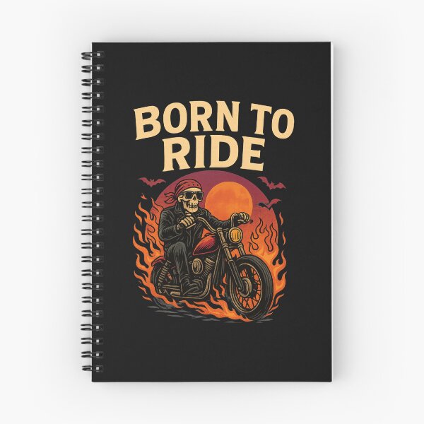 Item preview, Born to Ride – Skeleton Biker Flaming Motorcycle T-Shirt designed and sold by WePlay2gether.