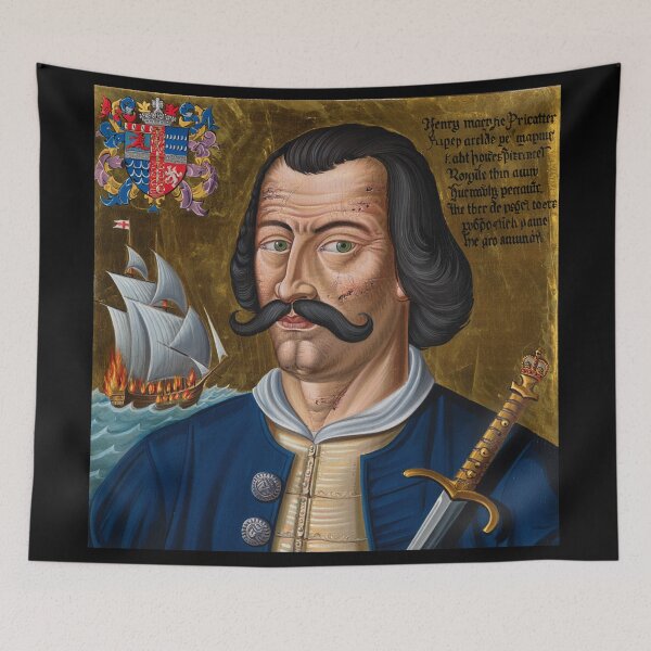 Item preview, Captain Henry Morgan Pirate of the Caribbean vintage portrait art designed and sold by Vintage Designs +.