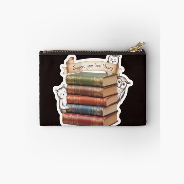 Item preview, Support Your Local Library Books Reading Librarian Owl Cat Animals designed and sold by sadedream.