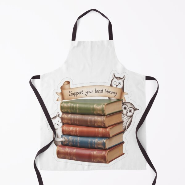 Item preview, Support Your Local Library Books Reading Librarian Owl Cat Animals designed and sold by sadedream.