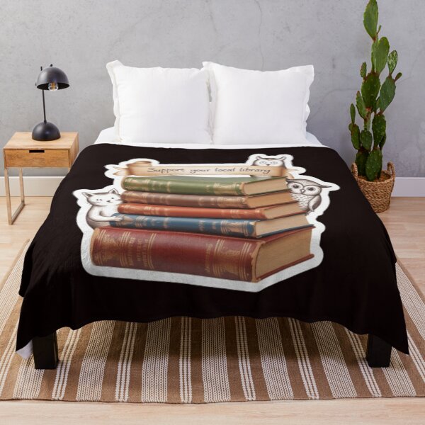 Item preview, Support Your Local Library Books Reading Librarian Owl Cat Animals designed and sold by sadedream.