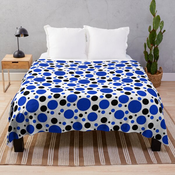 Item preview, Abstract Random Cobalt Blue and Black Polka Dots on White  designed and sold by POLKAIWERX.