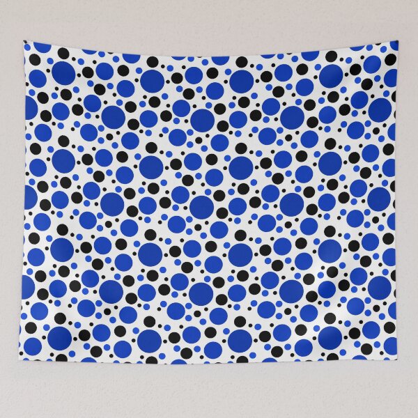 Item preview, Abstract Random Cobalt Blue and Black Polka Dots on White  designed and sold by POLKAIWERX.