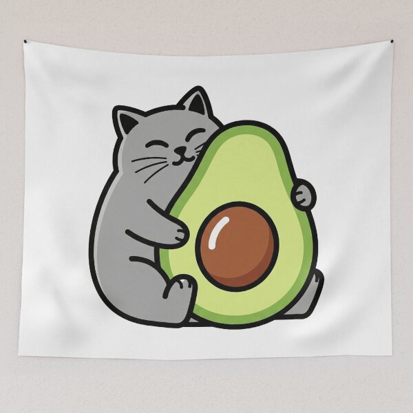 Item preview, Funny Cat and Avocado Cartoon designed and sold by Apex Designs.